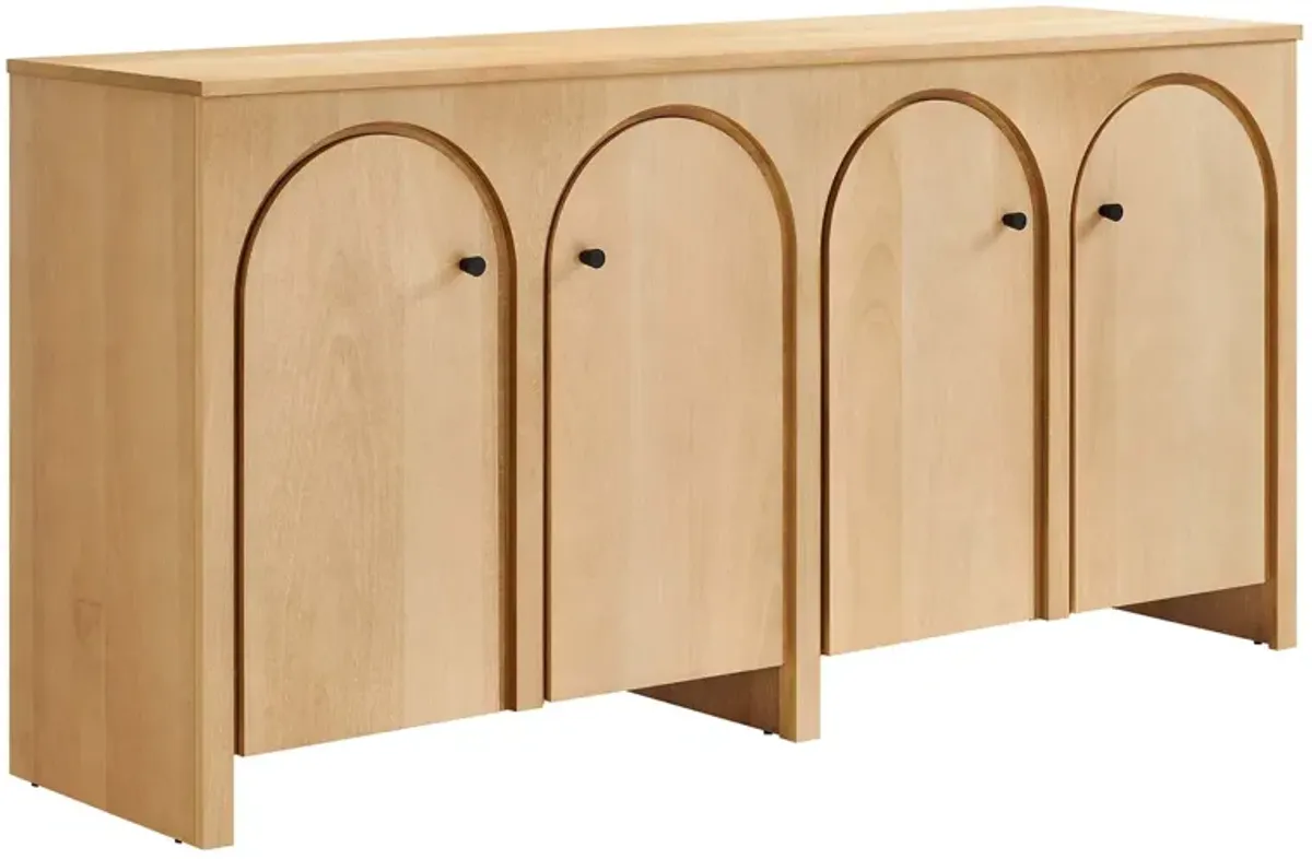 Appia Wood Grain 4-Door Sideboard Storage Cabinet by Modway Walnut