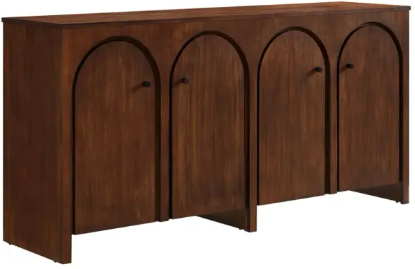 Appia Wood Grain 4-Door Sideboard Storage Cabinet by Modway Walnut
