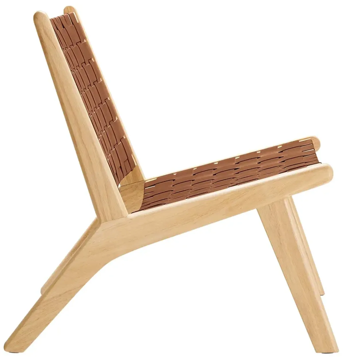 Saoirse Faux Leather Wood Accent Lounge Chair by Modway Natural Brown