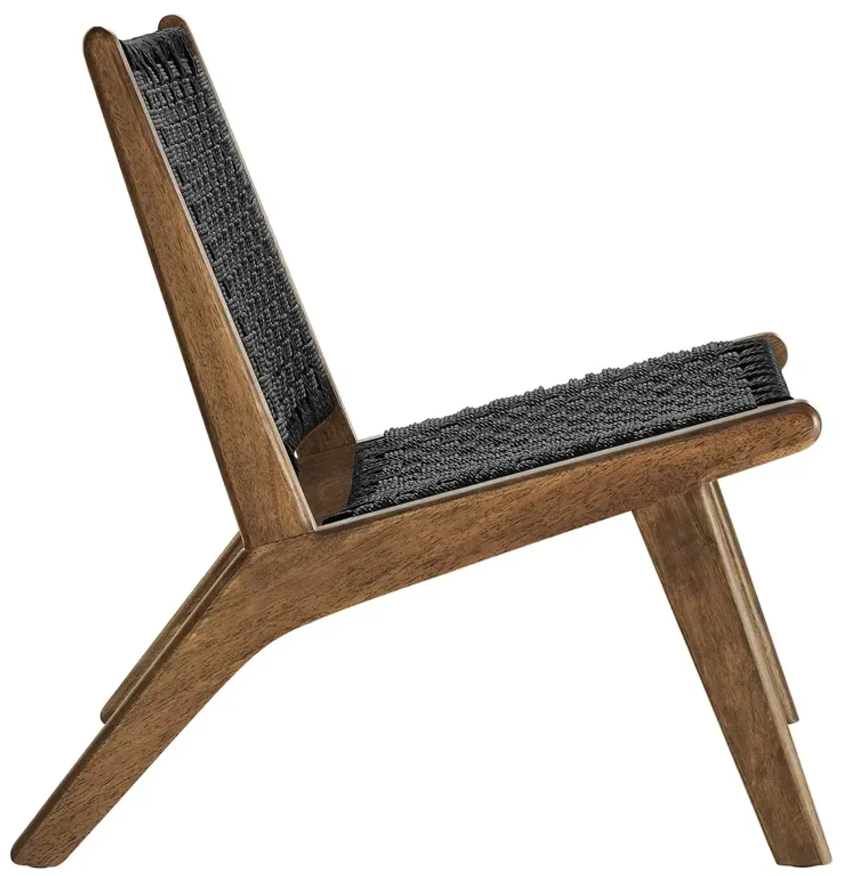 Saoirse Woven Rope Wood Accent Lounge Chair by Modway Walnut Black