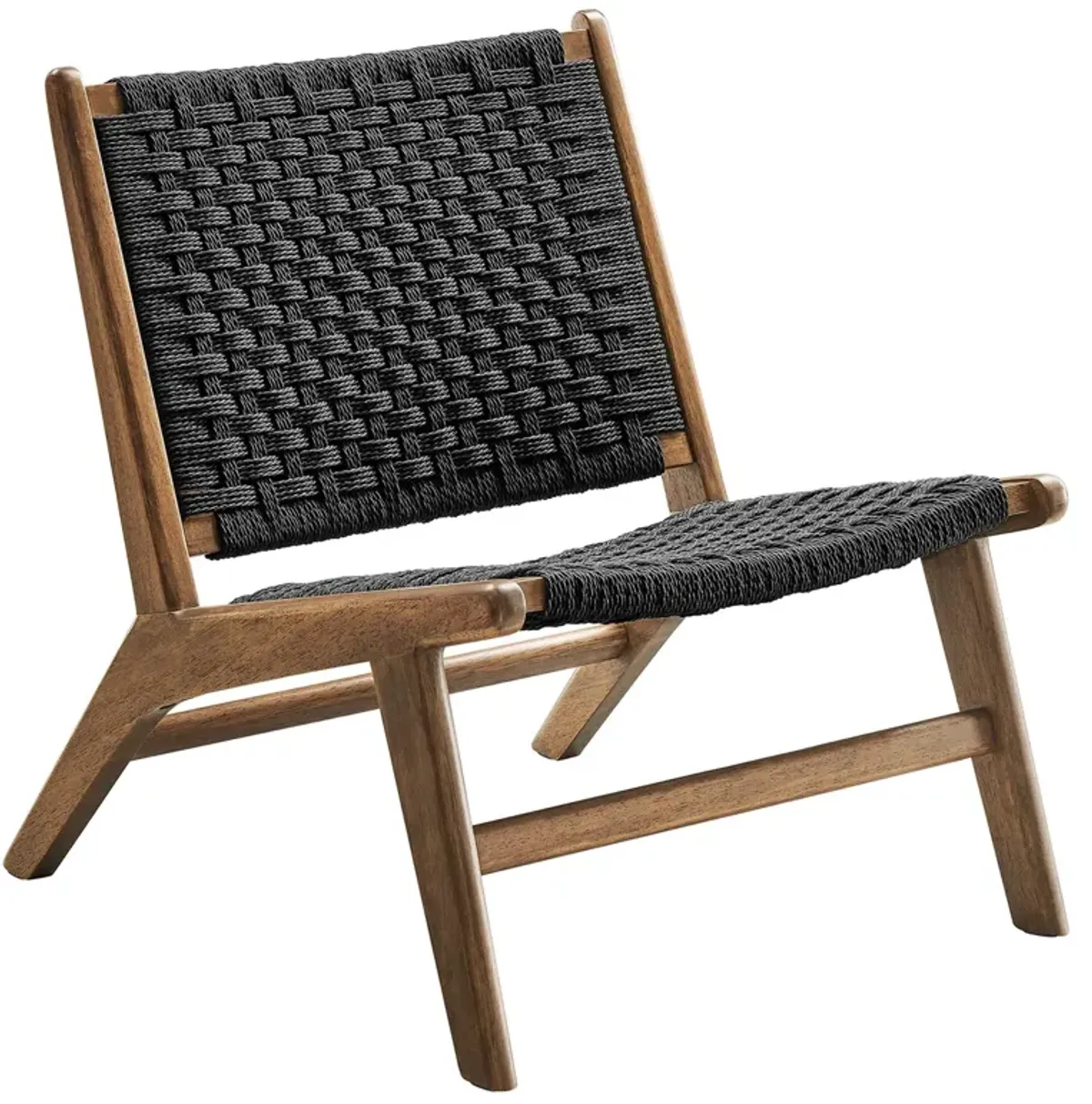 Saoirse Woven Rope Wood Accent Lounge Chair by Modway Walnut Black