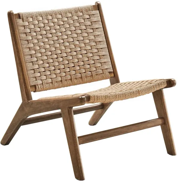 Saoirse Woven Rope Wood Accent Lounge Chair by Modway Walnut Natural