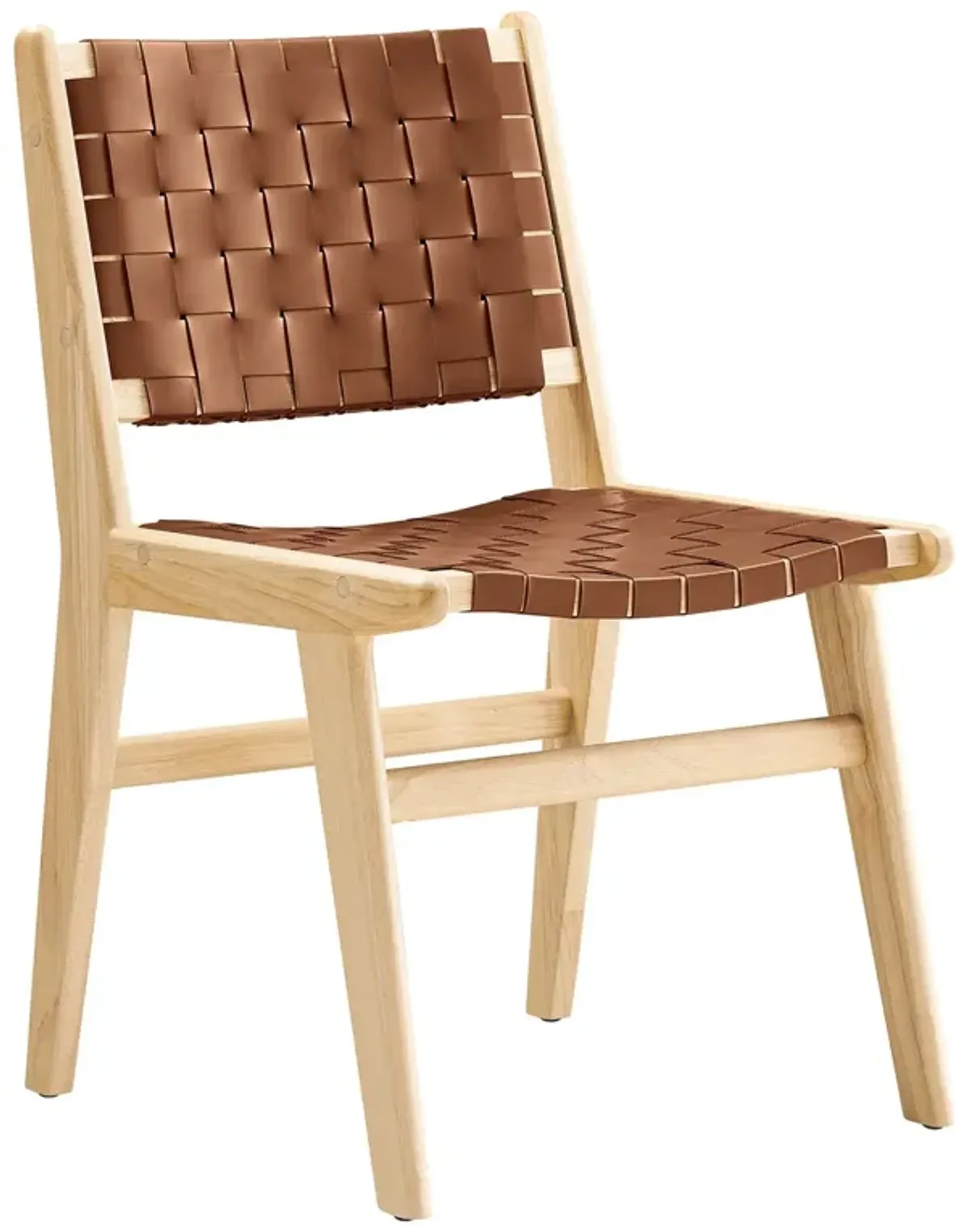 Saoirse Faux Leather Wood Dining Side Chair - Set of 2 by Modway Natural Brown