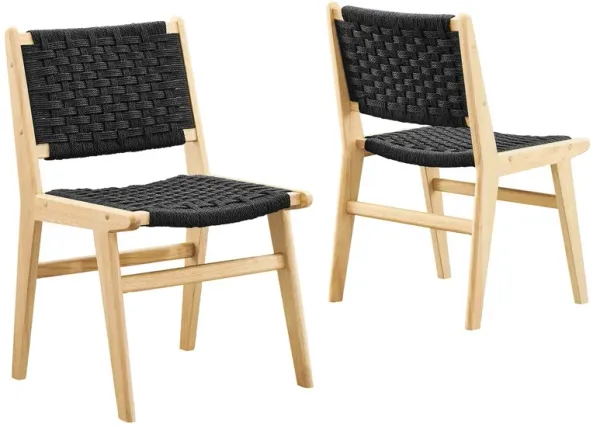 Saoirse Woven Rope Wood Dining Side Chair - Set of 2 by Modway Natural Black