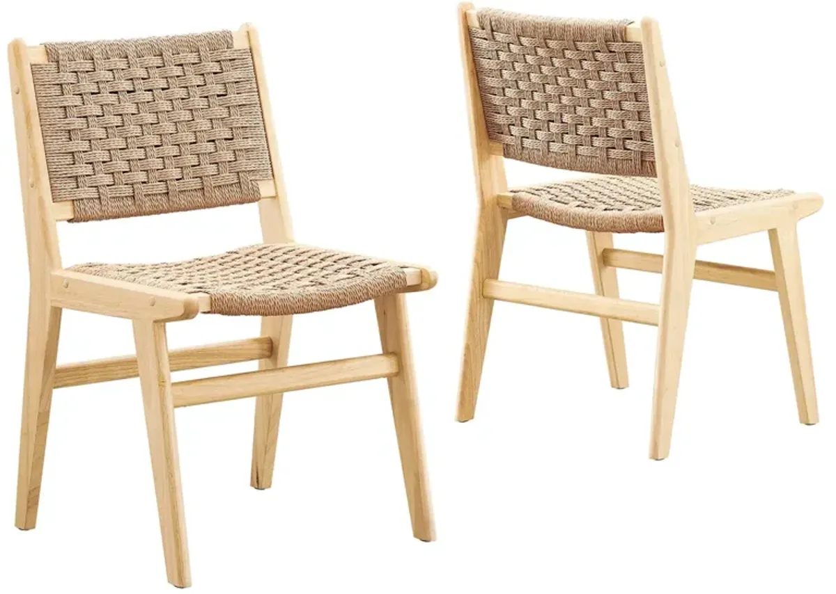 Saoirse Woven Rope Wood Dining Side Chair - Set of 2 by Modway Natural Natural