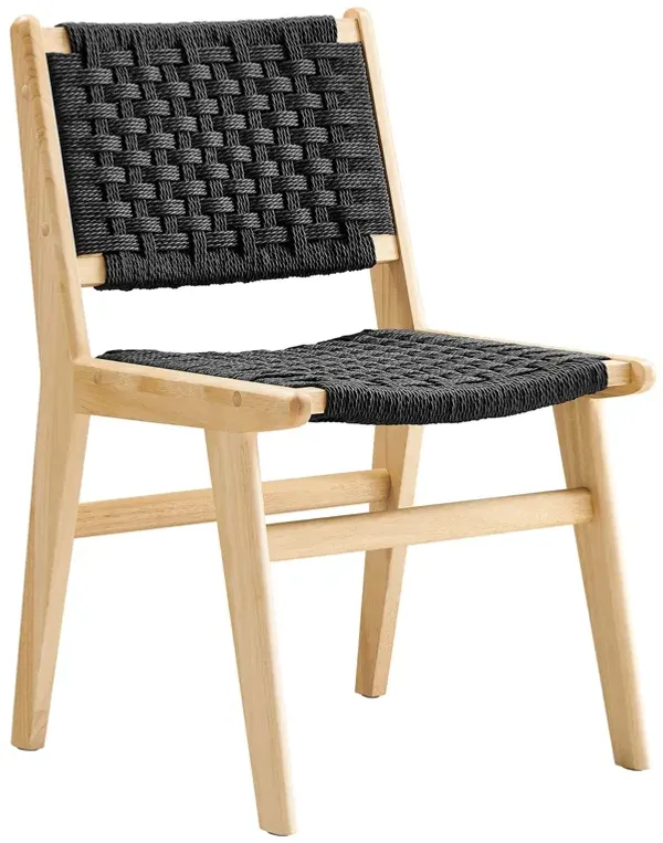 Saoirse Woven Rope Wood Dining Side Chair - Set of 2 by Modway Walnut Natural