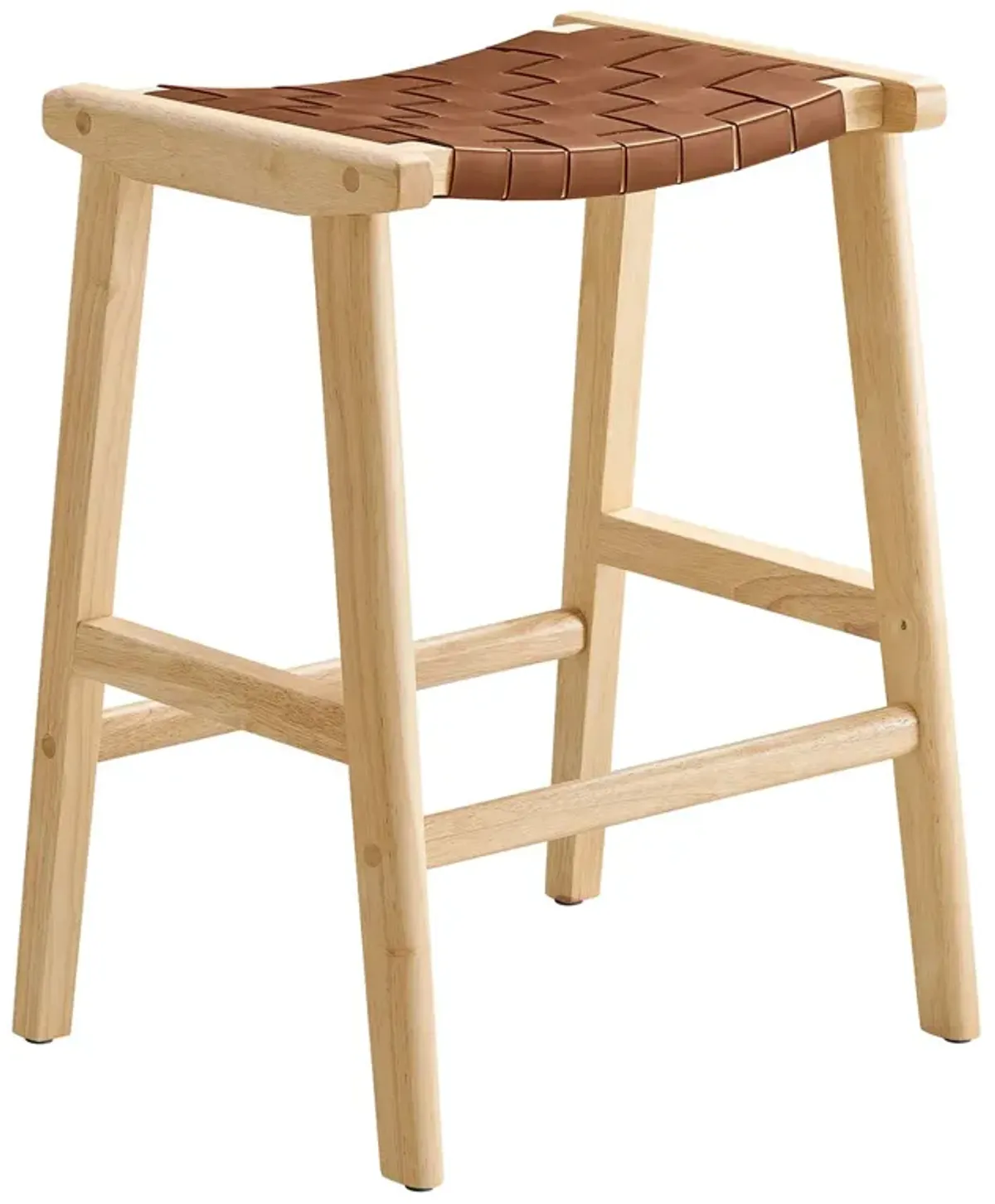 Saoirse Faux Leather Wood Counter Stool - Set of 2 by Modway Natural Brown