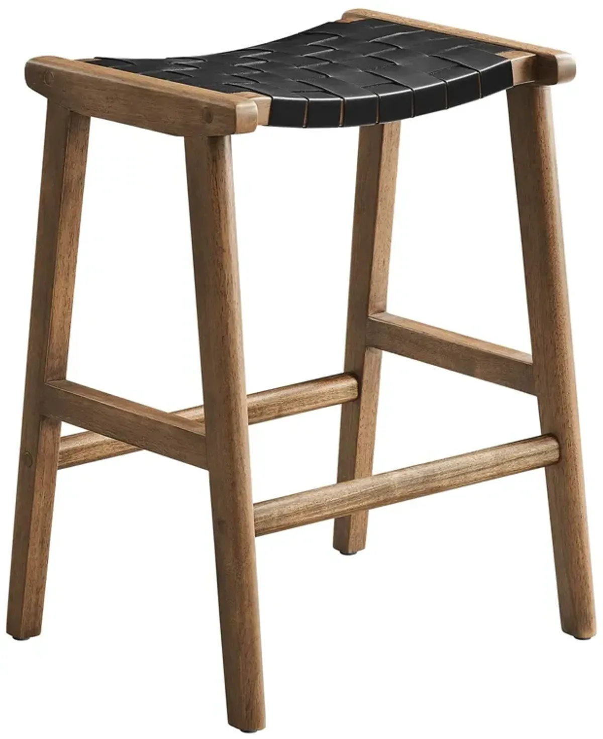 Saoirse Faux Leather Wood Counter Stool - Set of 2 by Modway Walnut Black