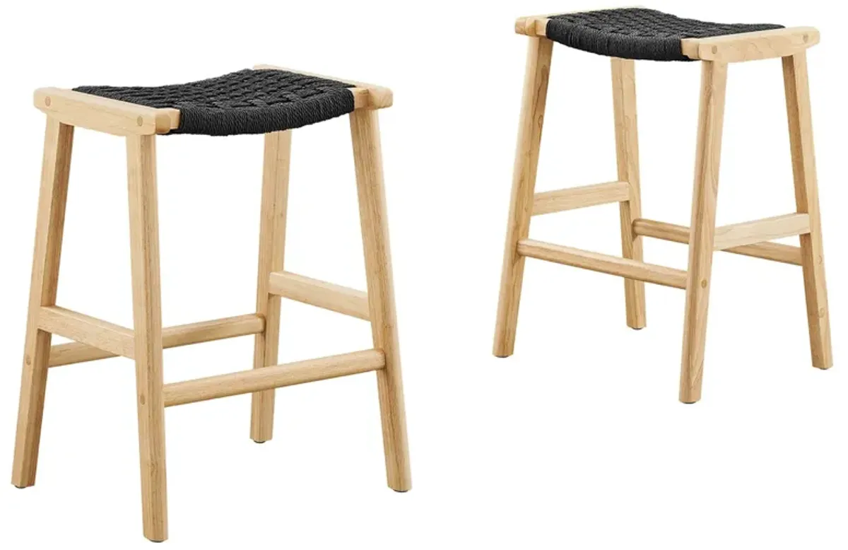 Saoirse Woven Rope Wood Counter Stool - Set of 2 by Modway Natural Natural