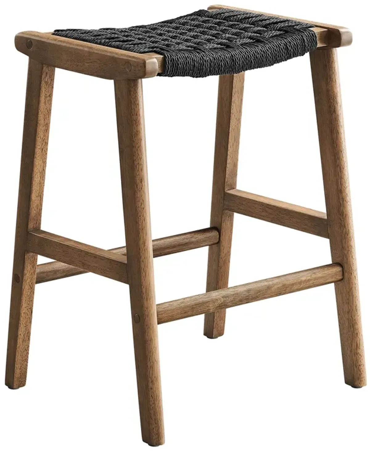 Saoirse Woven Rope Wood Counter Stool - Set of 2 by Modway Walnut Black