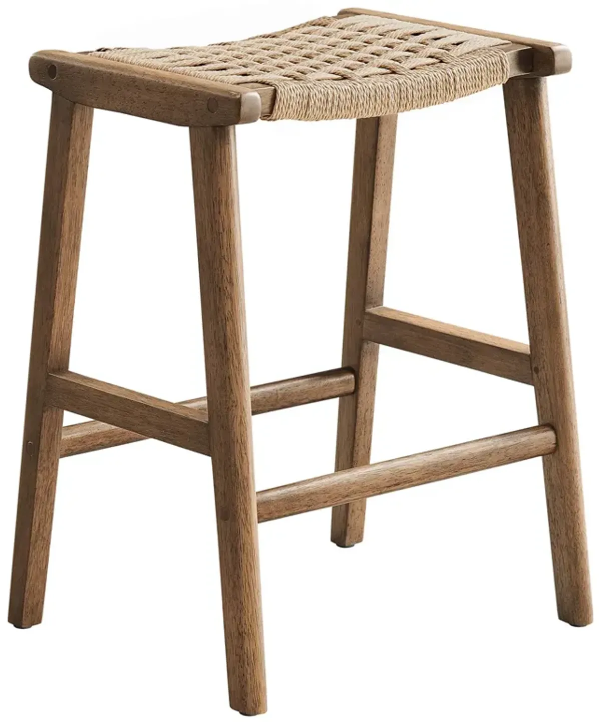 Saoirse Woven Rope Wood Counter Stool - Set of 2 by Modway Walnut Natural