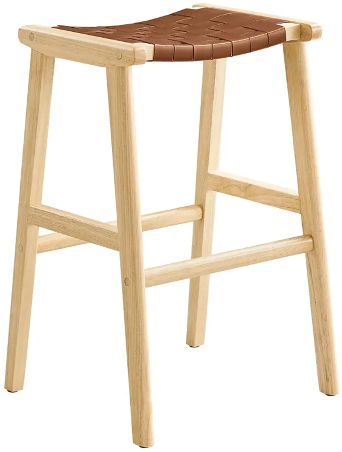 Saoirse Faux Leather Wood Bar Stool - Set of 2 by Modway Natural Brown