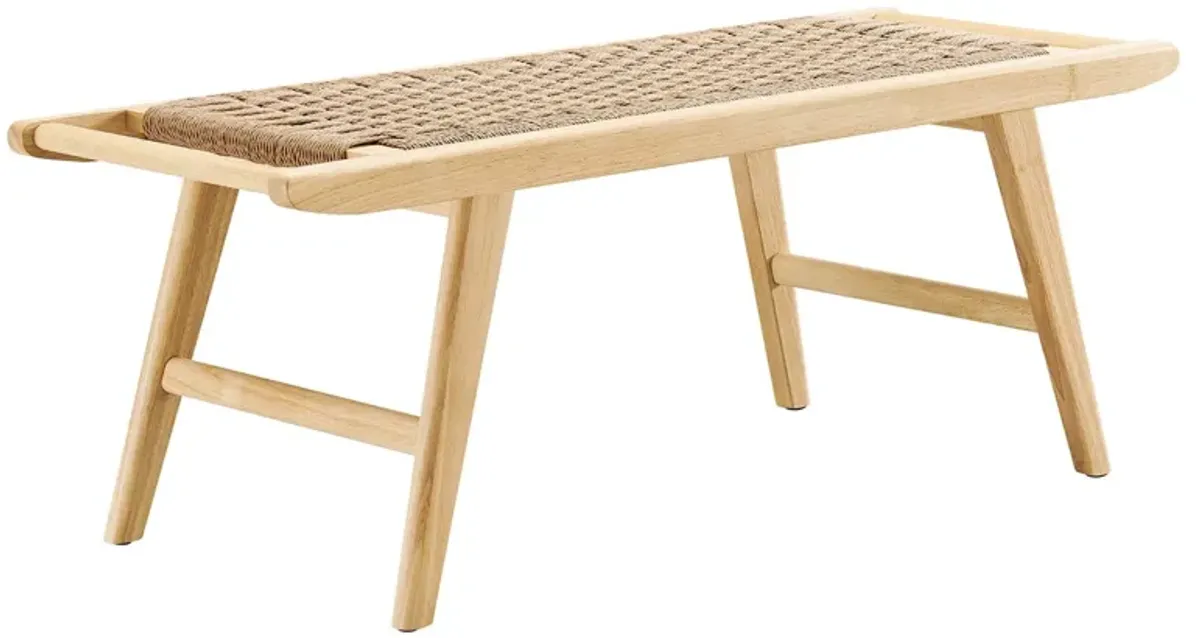 Saoirse 47" Woven Rope Wood Bench by Modway Natural Natural