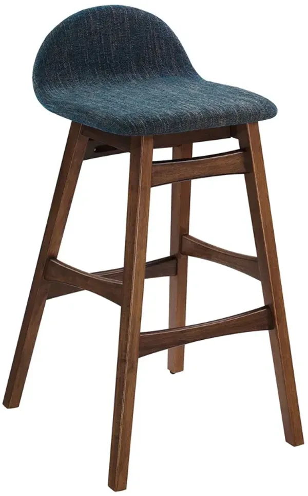 Juno Heathered Fabric Wood Bar Stool - Set of 2 by Modway Navy Fabric