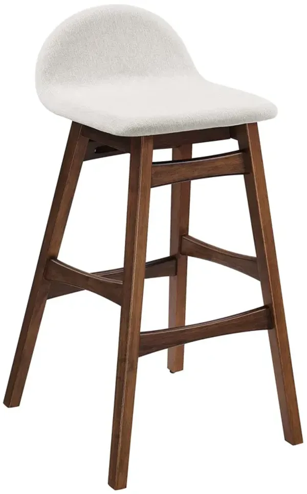 Juno Heathered Fabric Wood Bar Stool - Set of 2 by Modway Ivory Fabric