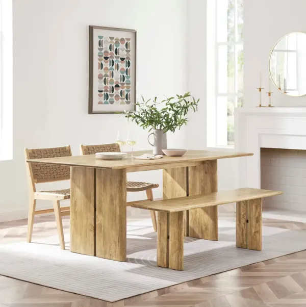 Amistad 72" Wood Dining Table and Bench Set by Modway Walnut