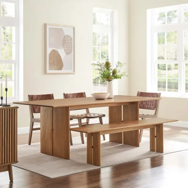 Amistad 86" Wood Dining Table and Bench Set by Modway