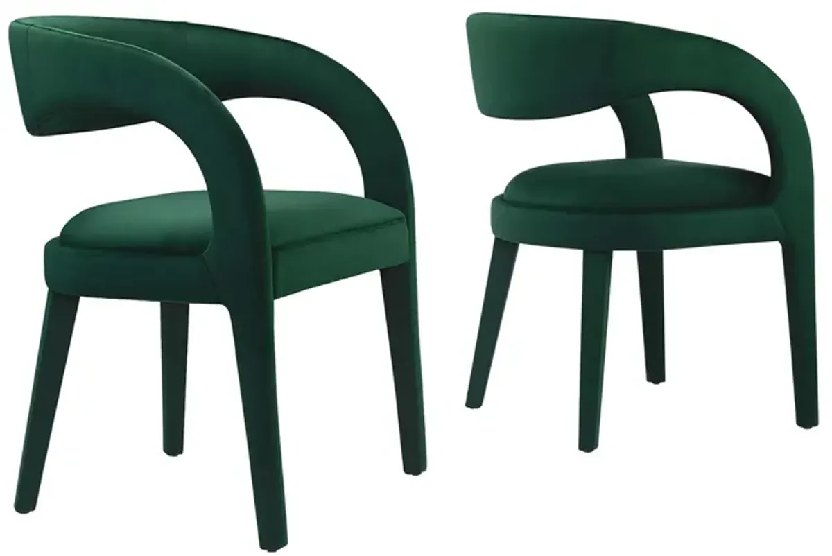 Pinnacle Performance Velvet Dining Chair Set of 2 by Modway Green