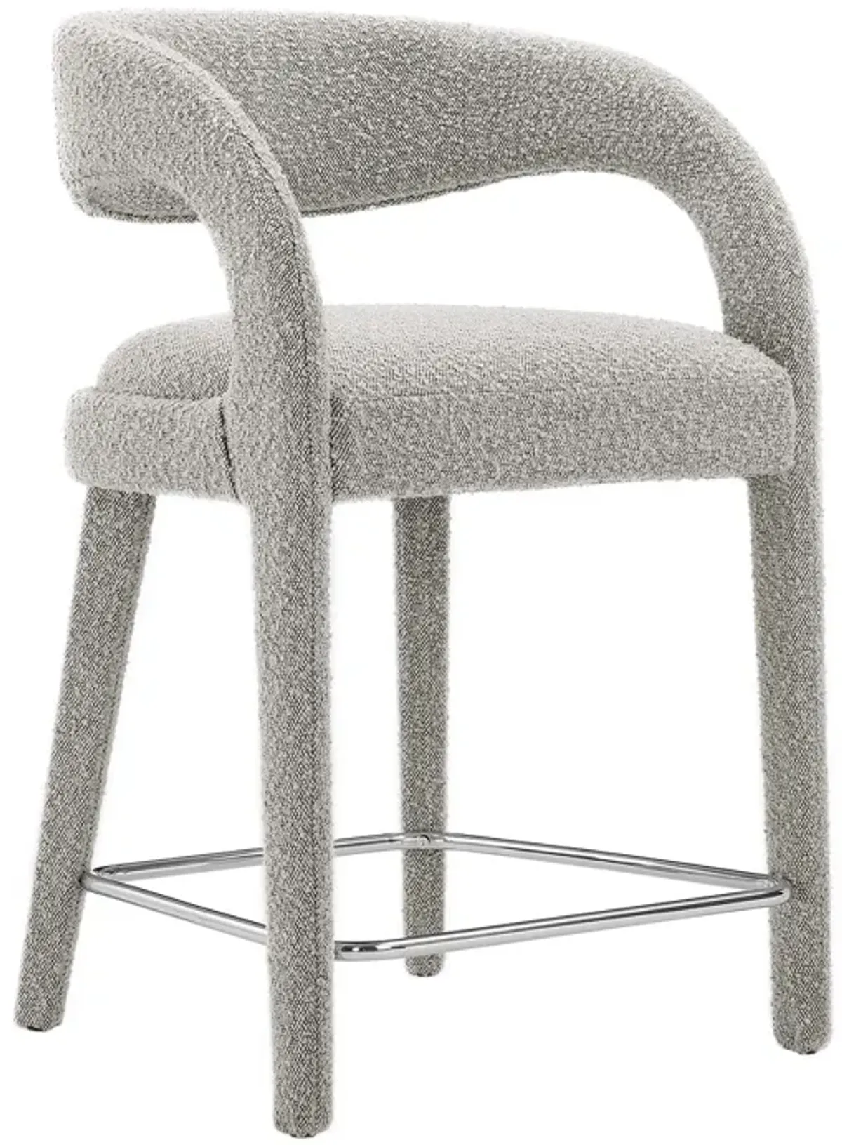 Pinnacle Boucle Upholstered Counter Stool Set of Two by Modway Taupe Silver