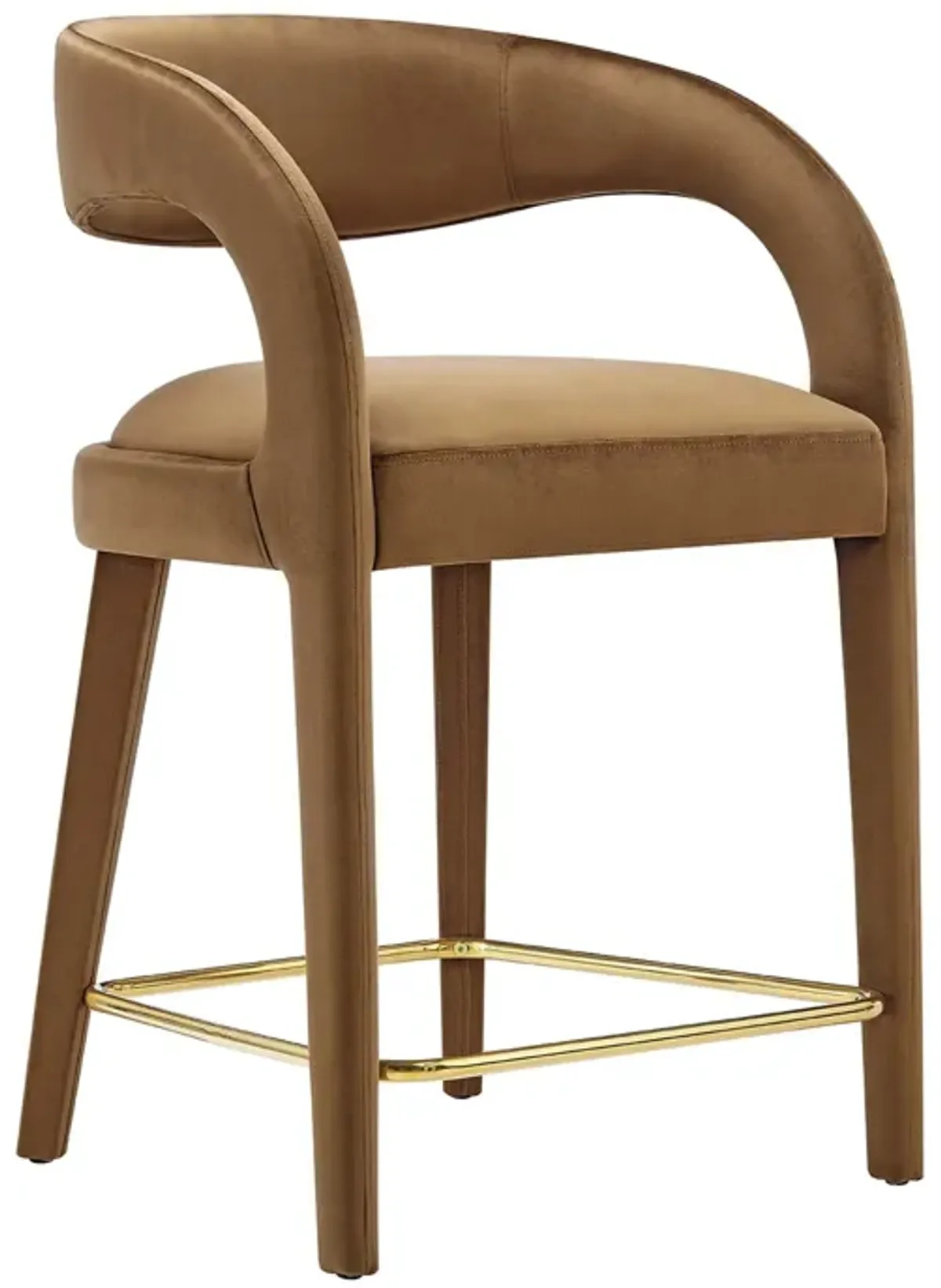 Pinnacle Performance Velvet Counter Stool Set of 2 by Modway Brown Gold