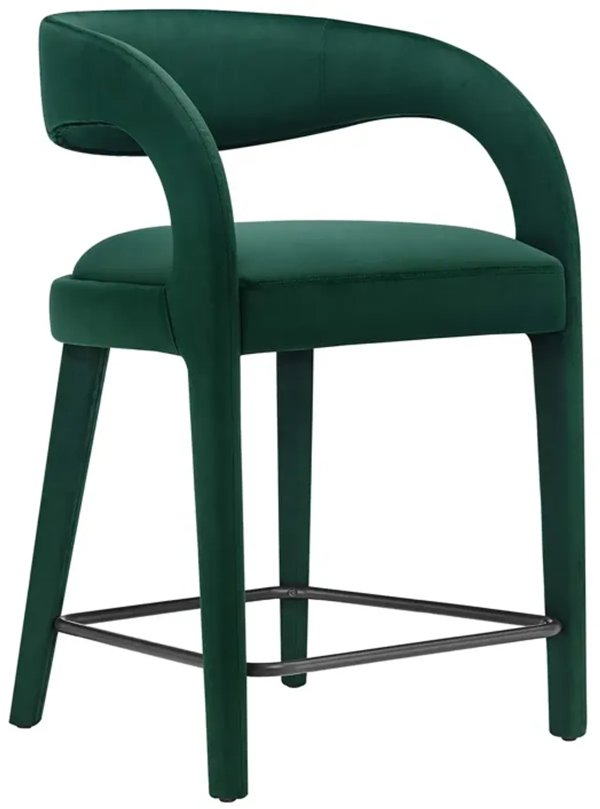 Pinnacle Performance Velvet Counter Stool Set of 2 by Modway Green Black