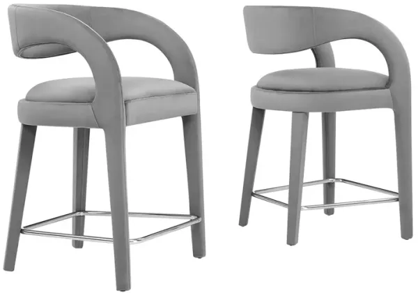 Pinnacle Performance Velvet Counter Stool Set of 2 by Modway Gray Silver
