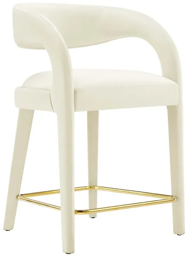 Pinnacle Performance Velvet Counter Stool Set of 2 by Modway Ivory Gold