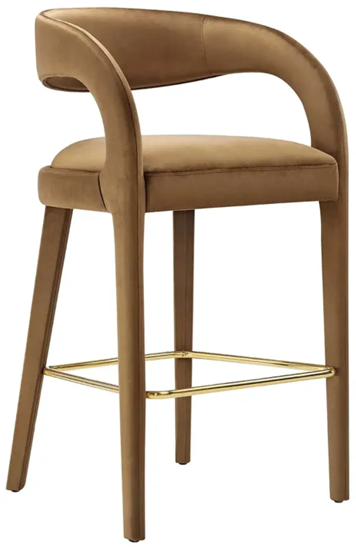 Pinnacle Performance Velvet Bar Stool Set of 2 by Modway Brown Gold