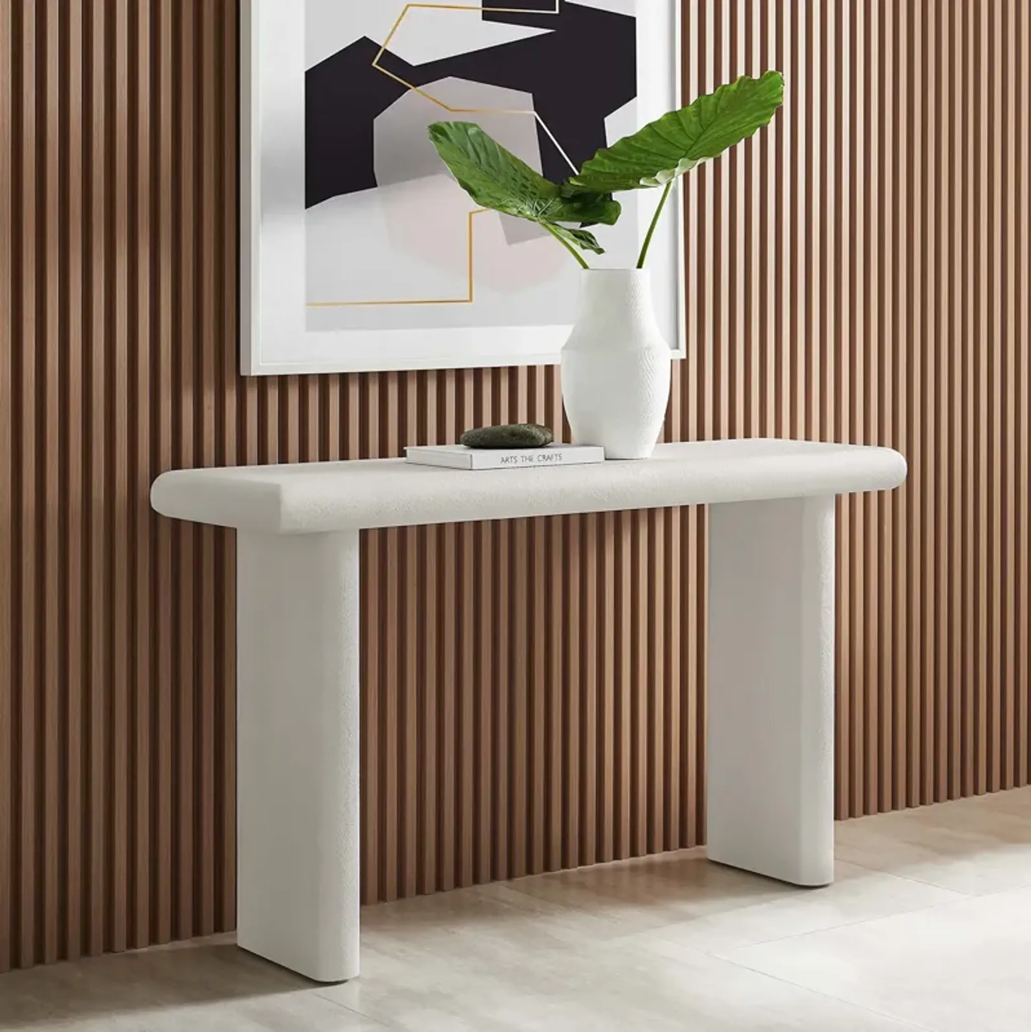 Relic Concrete Textured Console Table By Modway White Lexmod ...