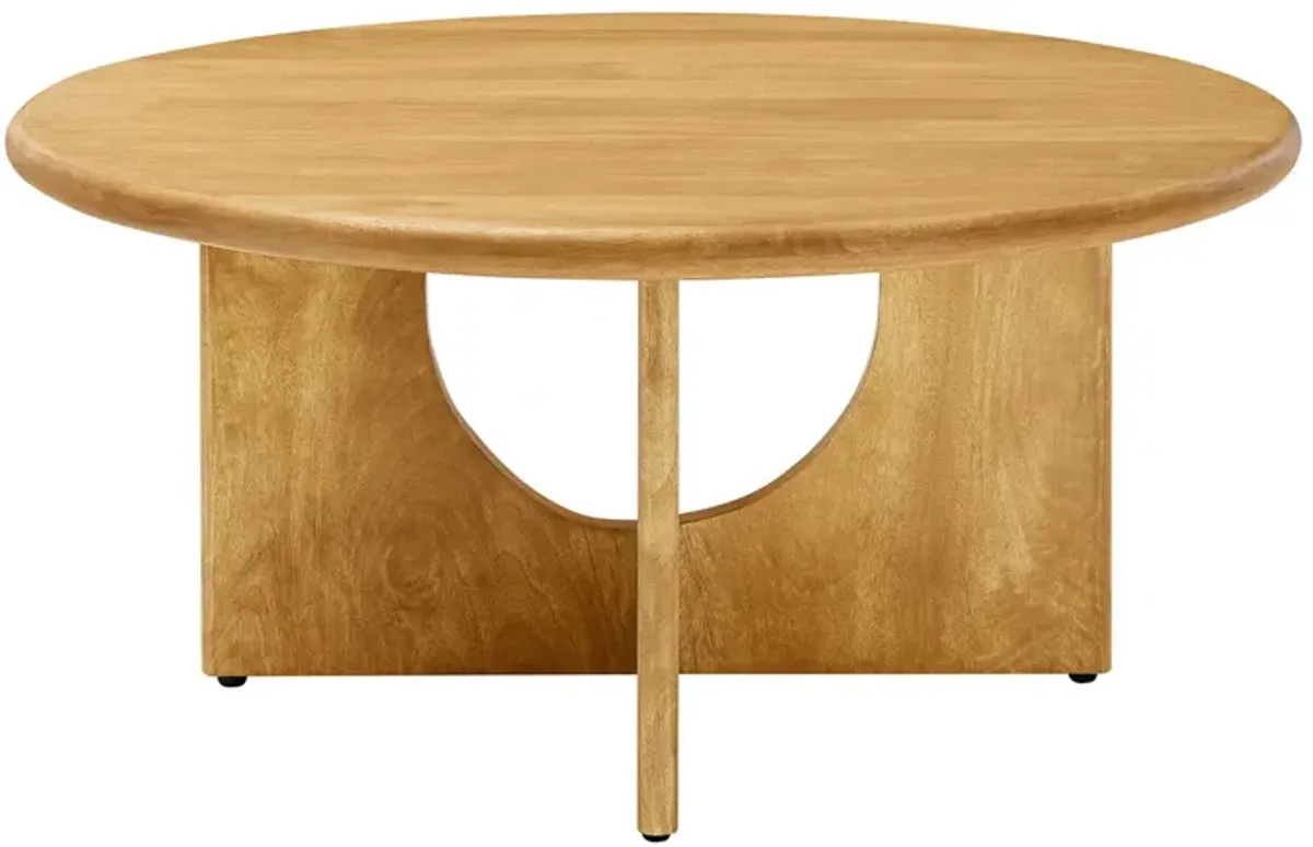 Rivian Round 34" Coffee Table by Modway Oak