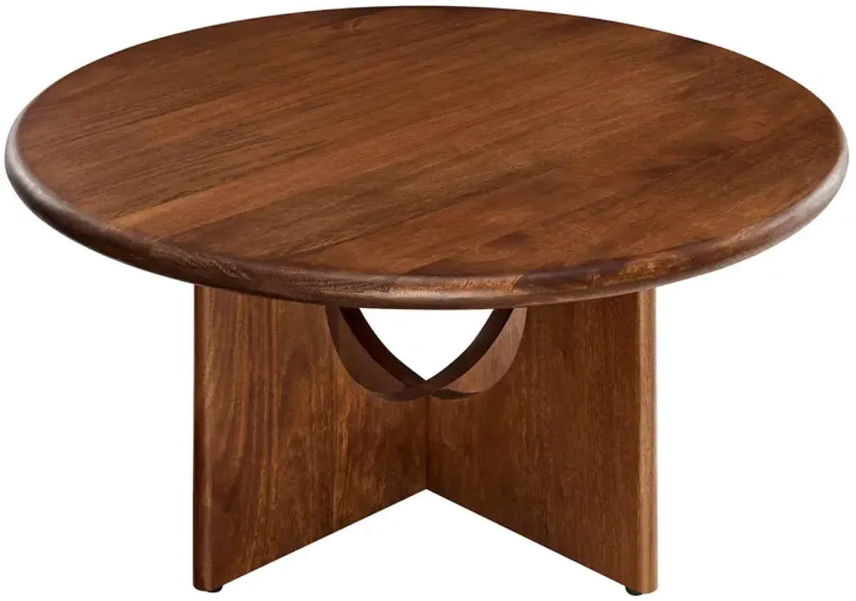 Rivian Round 34" Coffee Table by Modway Walnut