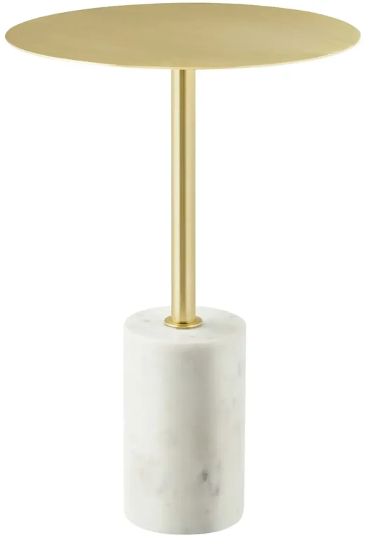 Lyric Round Side Table by Modway White Brass