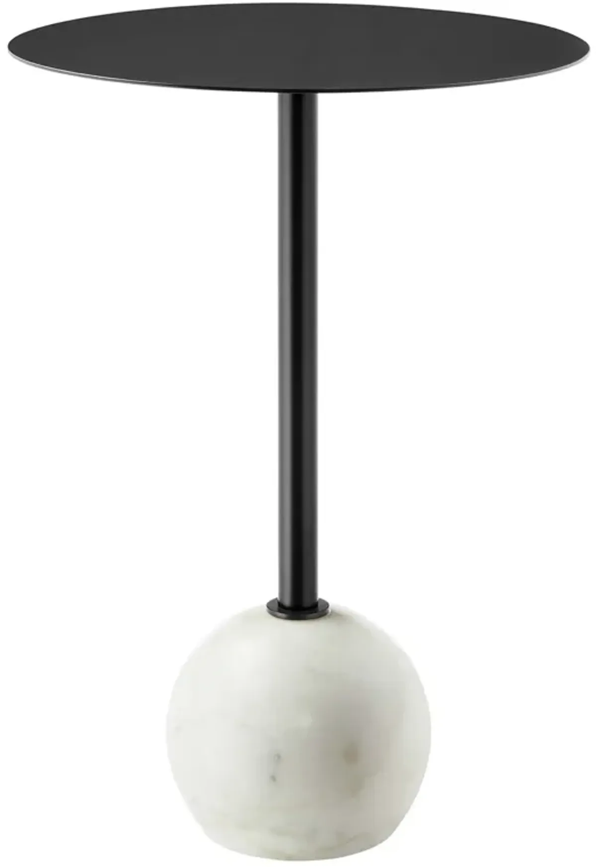 Aliza Round White Marble Side Table by Modway White Brass