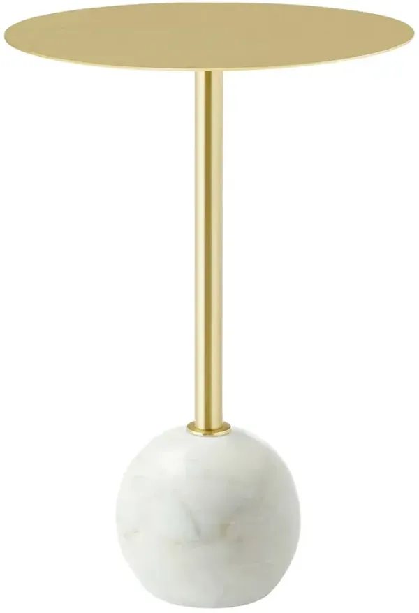 Aliza Round White Marble Side Table by Modway White Brass