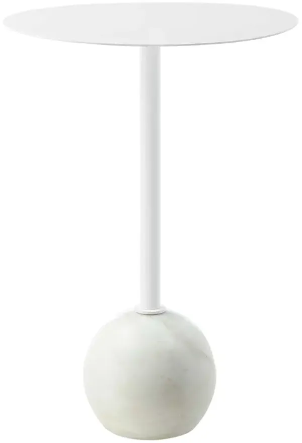 Aliza Round White Marble Side Table by Modway White White
