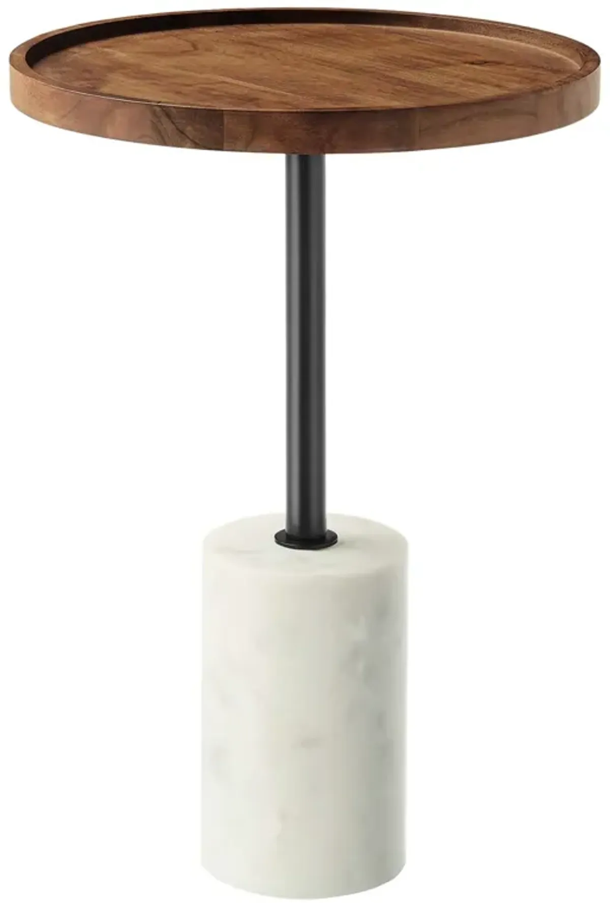 Amina Round Acacia Wood Side Table by Modway White Walnut