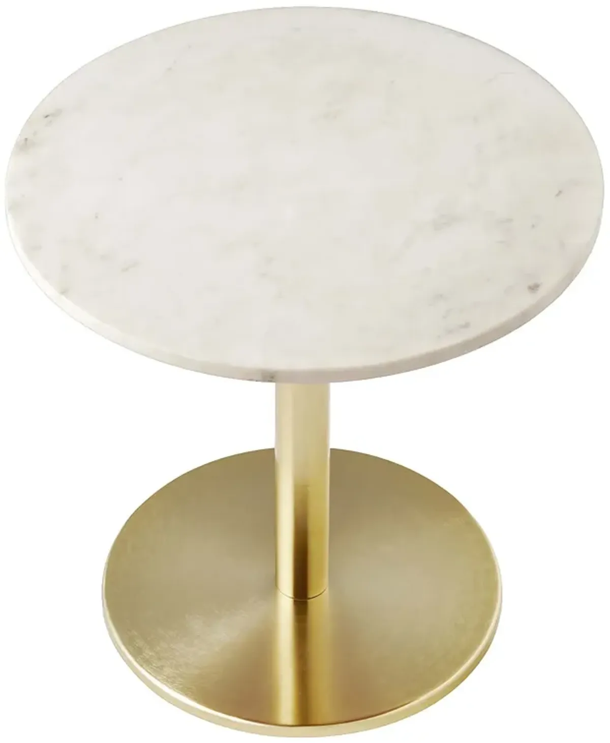 Viva Round White Marble Side Table by Modway Brass White