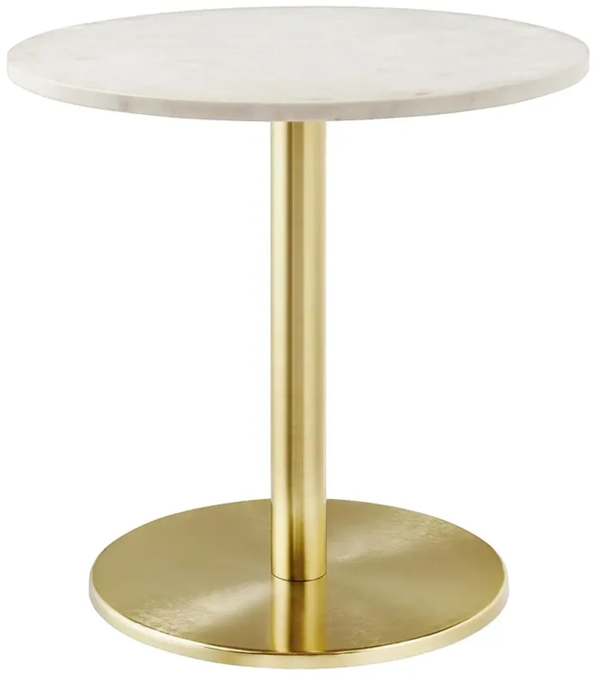 Viva Round White Marble Side Table by Modway Brass White