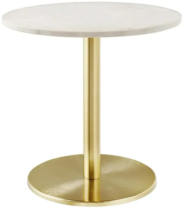 Viva Round White Marble Side Table by Modway Brass White