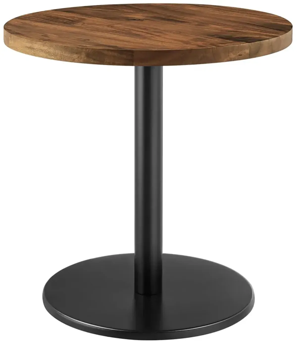 Viva Round Acacia Wood Side Table by Modway Brass Light Oak