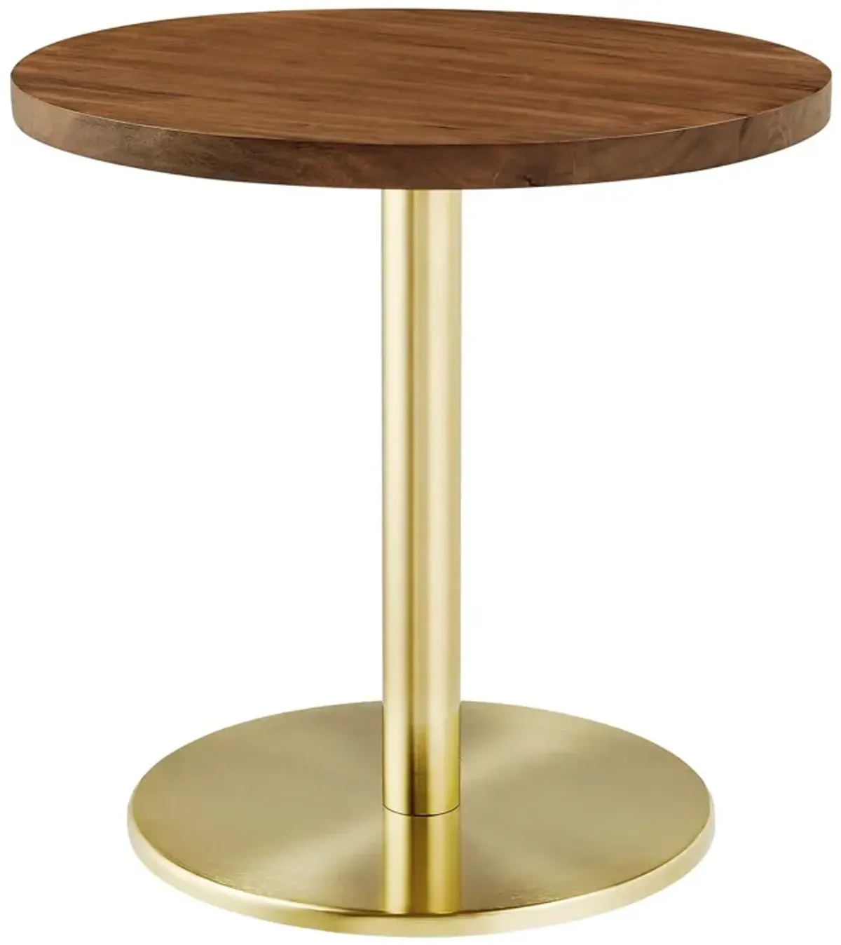 Viva Round Acacia Wood Side Table by Modway Brass Light Oak