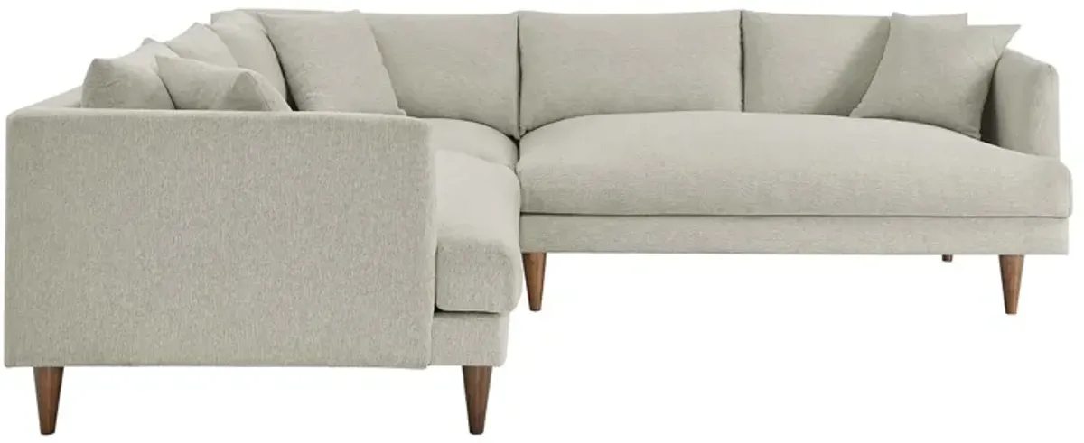 Zoya 3 Piece Down Filled Overstuffed Sectional Sofa by Modway Heathered Weave Ivory