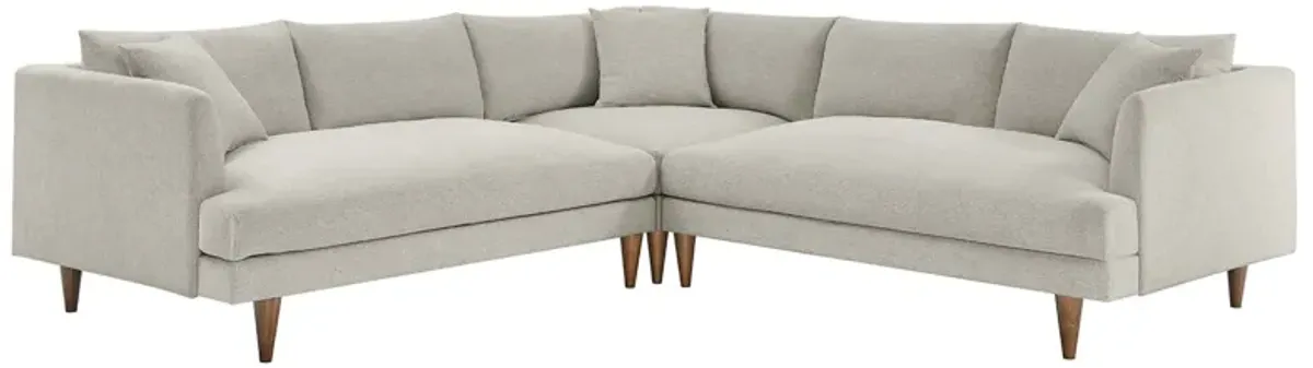 Zoya 3 Piece Down Filled Overstuffed Sectional Sofa by Modway Heathered Weave Ivory