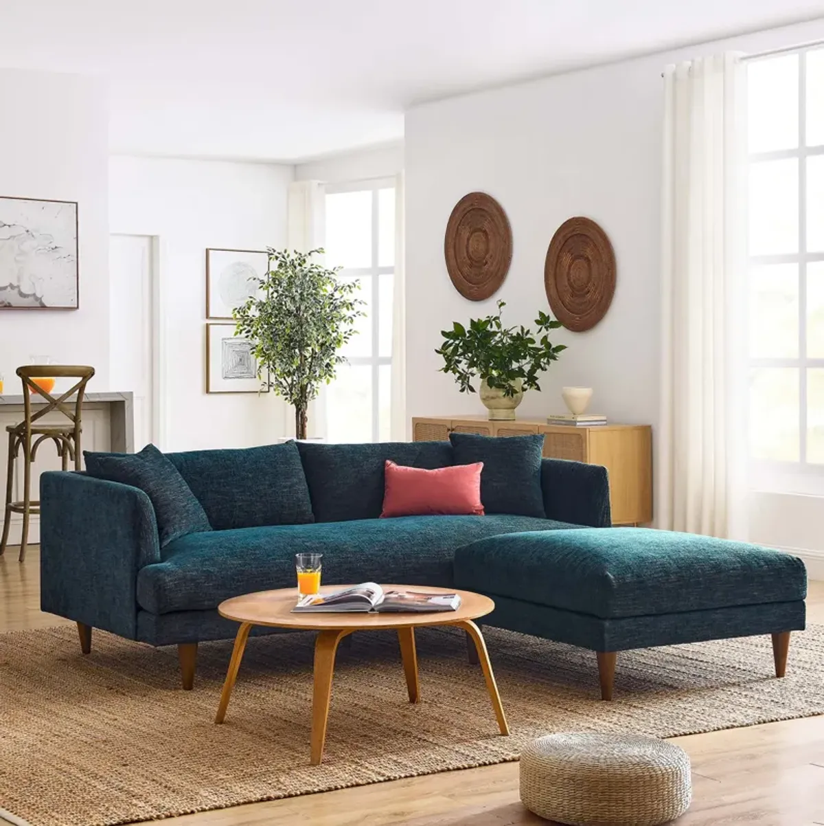 Zoya Down Filled Overstuffed Sofa and Ottoman Set by Modway Heathered Weave Ivory