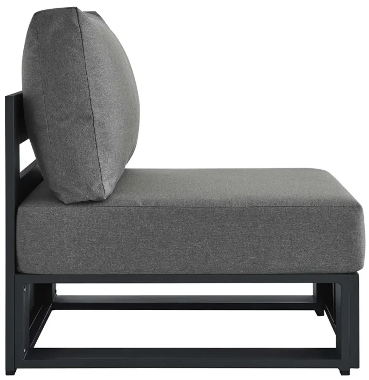 Tahoe Outdoor Patio Powder-Coated Aluminum Modular Armless Chair by Modway Gray Charcoal