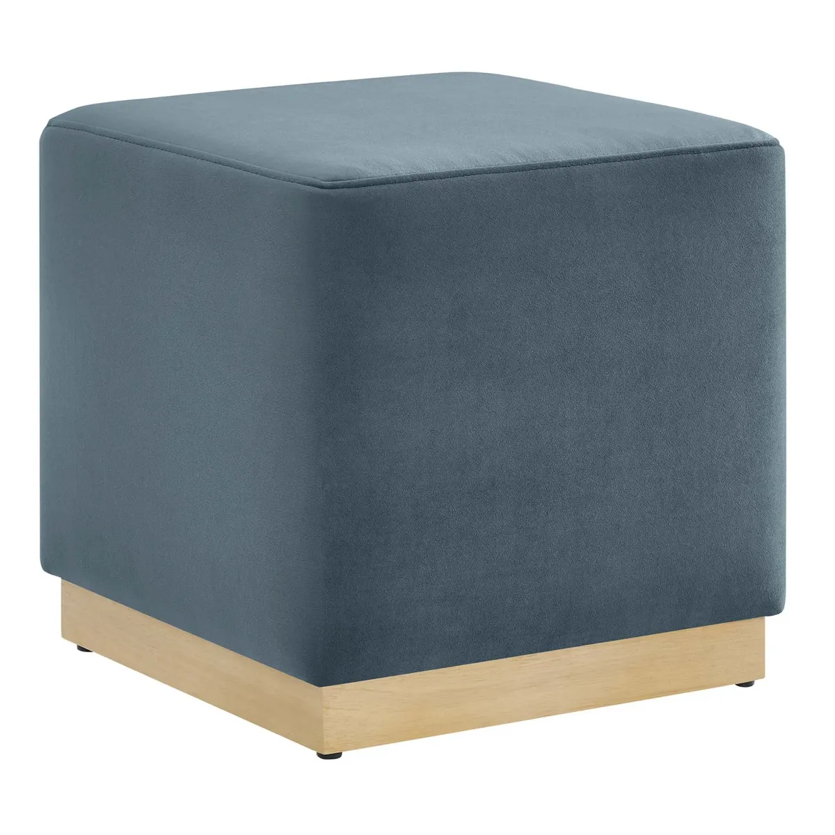Tilden 17" Square Performance Velvet Upholstered Ottoman by Modway Cadet Blue Natural