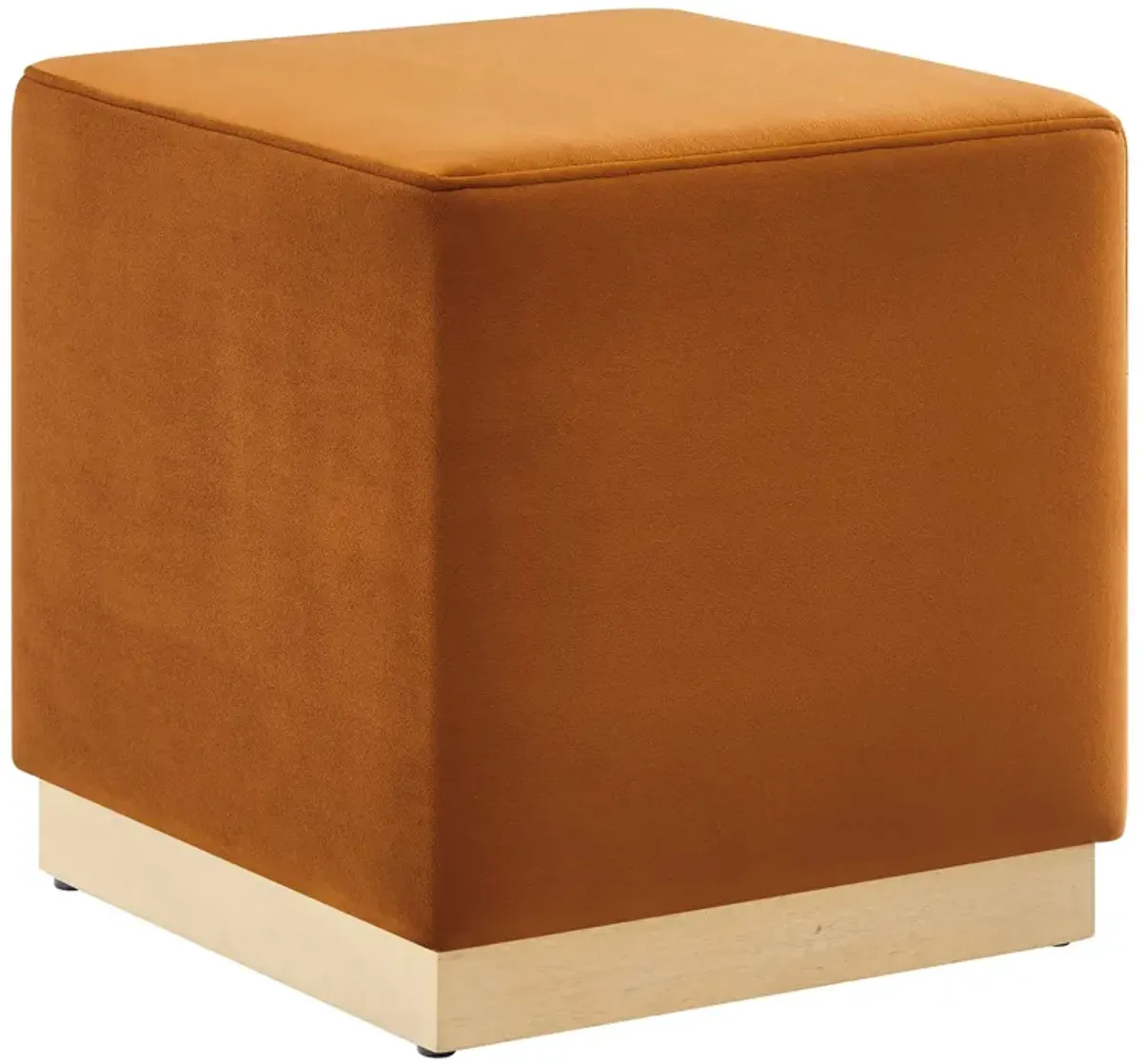 Tilden 17" Square Performance Velvet Upholstered Ottoman by Modway Rust Natural