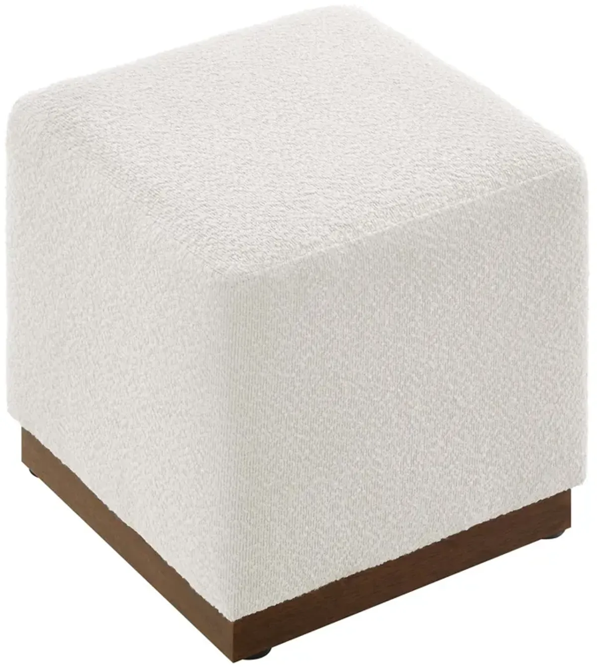 Tilden 17" Square Boucle Upholstered Ottoman by Modway Cloud Walnut