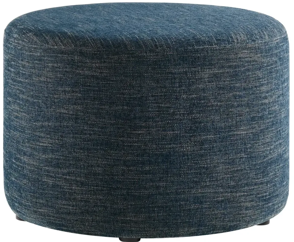 Callum Large 23" Round Woven Heathered Fabric Upholstered Ottoman by Modway Heathered Weave Azure