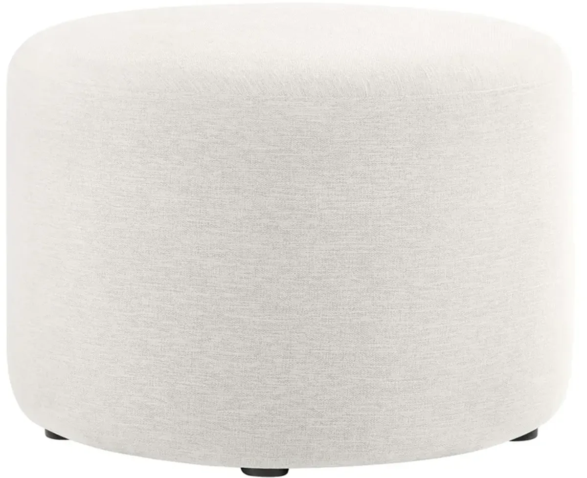 Callum Large 23" Round Woven Heathered Fabric Upholstered Ottoman by Modway Heathered Weave Ivory